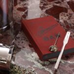 STAINLESS STEEL COCTAIL STIRR AND BOOK AMERICAN BAR - DESIGNED BY CHARLES SCHUMANN