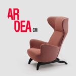 ARDEA ARMCHAIR BY CARLO MOLLINO 1946.ARDEA CM IS A BERG√àRE ARMCHAIR CREATED FOR CONVERSATION, A TRIBUTE TO THE ONE DESIGNED BY MOLLINO IN 1946 FOR MINOLA HOUSE. THE BACKREST IS FOLDED INWARDS, SO AS TO CREATE A HEADREST WITH
