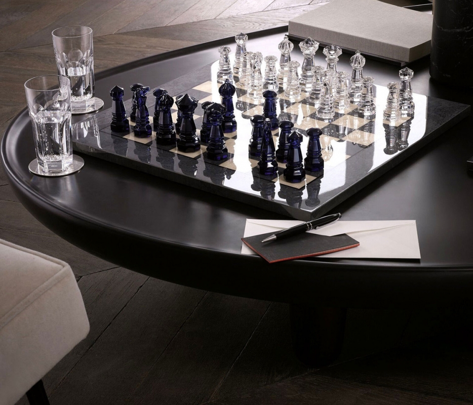 CHESS GAME.The chessboard is made in rare and exotic woods in colours.