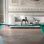 ATLAS COFFEE TABLE WITH HAND SCULPTURED GLASS LEGS BY DANNY LANE