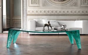 ATLAS COFFEE TABLE WITH HAND SCULPTURED GLASS LEGS BY DANNY LANE