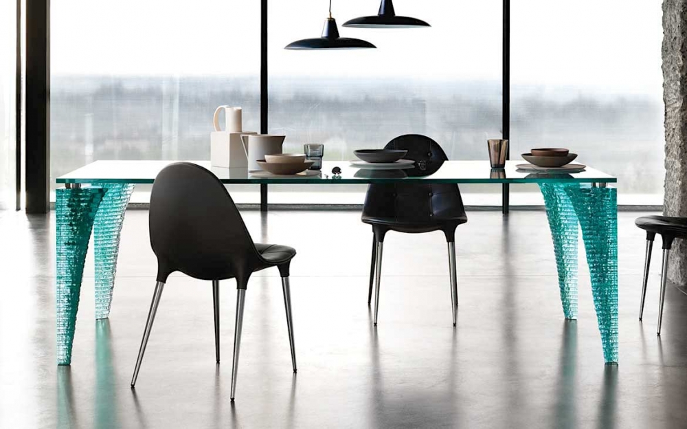 ATLAS TABLE WITH HAND SCULPTED GLASS LEGS BY DANNY LANE