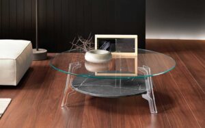 FLUTE COFFEE TABLE IN CURVED GLASS BY LUCIDIPEVERE