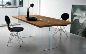 LLT WOOD TABLE IN GLASS AND WOOD BY DANTE O. BENINI E LUCA GONZO