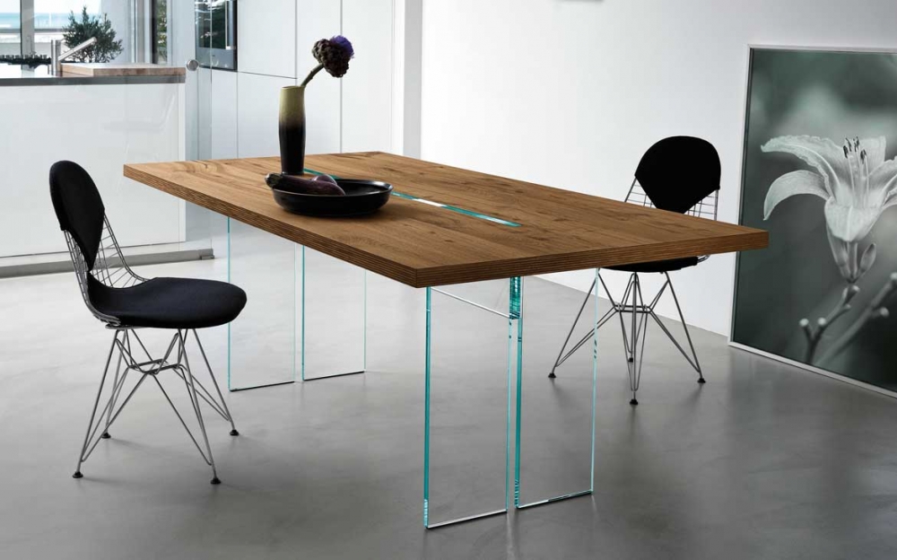 LLT WOOD TABLE IN GLASS AND WOOD BY DANTE O. BENINI E LUCA GONZO