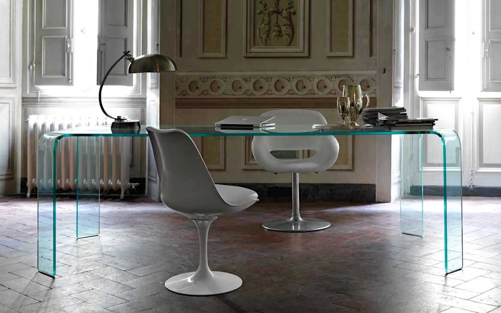 RAGNO TABLE IN CURVED GLASS BY VITTORIO LIVI