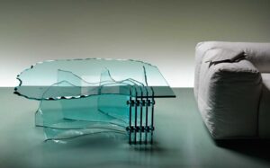 SHELL HANDSCULPTURED COFFEE TABLE IN CURVED GLASS BY DANNY LANE