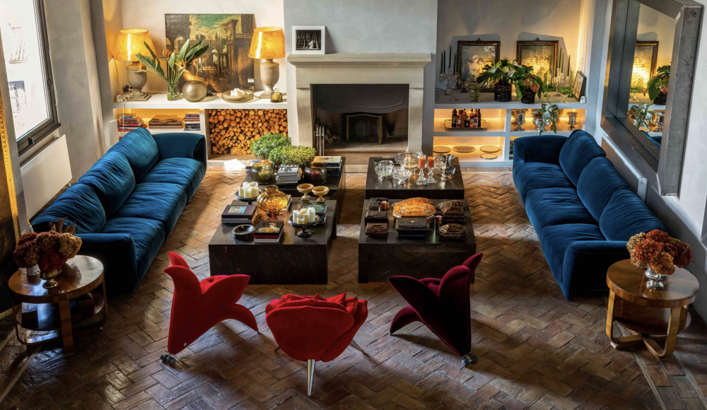 GRANDE SOFFICE designed by FRANCESCO BINFAR√â. ROSE armchair designed by MASANORI UMED. GETSUEN armchair designed by MASANORI UMEDA.