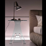 GRILLO BEDSIDE TABLE IN CURVED GLASS BY VITTORIO LIVI