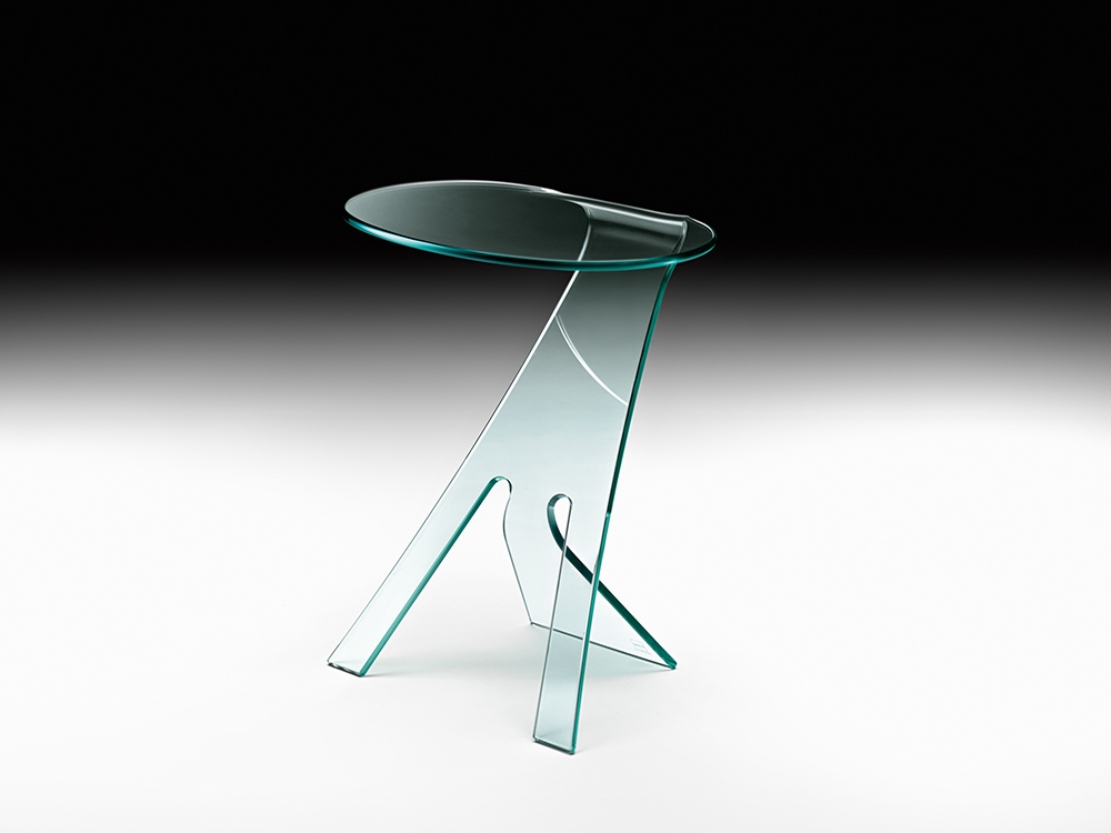 GRILLO SIDE TABLE IN CURVED GLASS BY VITTORIO LIVI