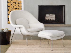 WOMB CHAIR and OTTOMAN by EERO SAARINEN, designed in 1948.