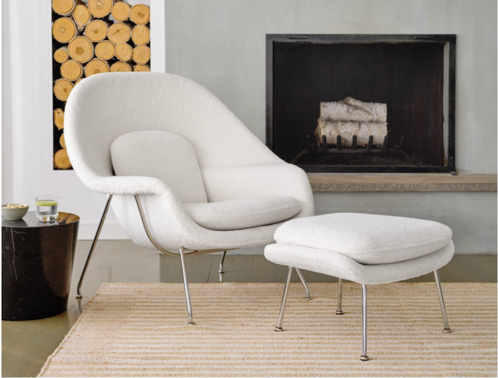 WOMB CHAIR and OTTOMAN by EERO SAARINEN, designed in 1948.
