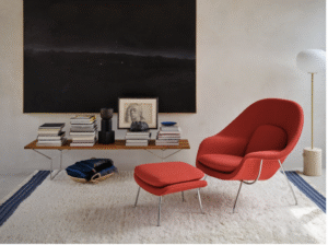 WOMB CHAIR and OTTOMAN by EERO SAARINEN, designed in 1948.