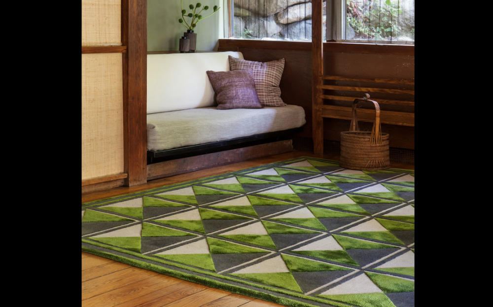 INTAGLIO I RUG OF 41% DULL SILK, 33% BERBER WOOL AND 26 WOOL BY EDWARD FIELDS