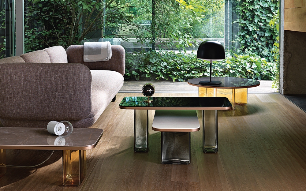 LANDS COLLECTION OF COFFEE TABLES IN BLOWN GLASS AND STONEWARE BY STUDIO KLASS