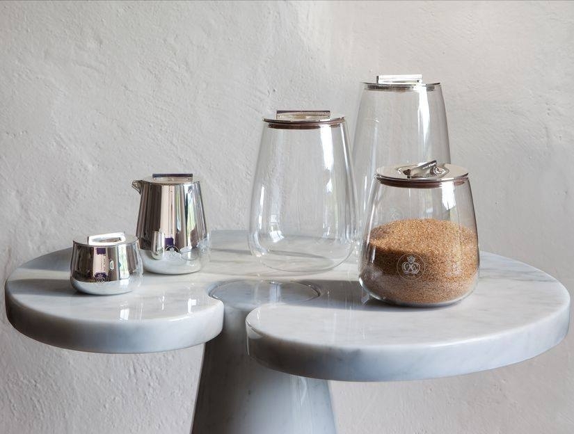 Silver plated cream pitcher, sugar bowl and jars SILVER TIME - designer JEAN-MARIE MASSAUD