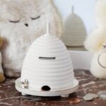 Painted wood and silver plated money box and baby cup with 2 handles BEEBEE