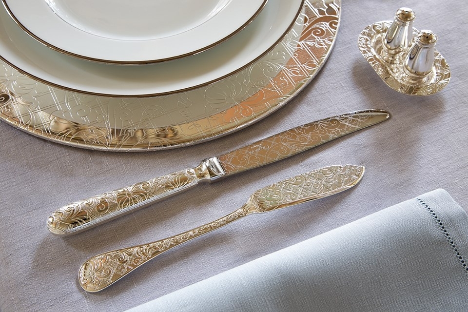 Silver plated flatware and tableware JARDIN D'EDEN - designer MARCEL WANDERS.