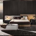 BED LAWRENCE, SWIVEL SIDE TABLES LOU, LITTLE ARMCHAIR FIL NOIR, WRITING DESK CARSON, TRAY OVERBY, RUGS DIBBETS RIM - DESIGNER RODOLFO DORDONI 2017