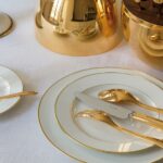 MOOD GOLD 24-piece gilded metal 24-carat gold flatware set.