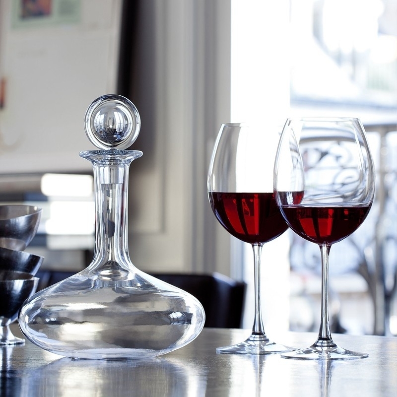 Crystal decanter for young wine and glasses OENOLOGIE