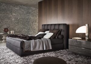 BED POWELL, NIGHT STORAGE UNIT MORRISON; CONSOLE TABLE WILSON, OCCASIONAL TABLE CESAR - DESIGNER RODOLFO DORDONI