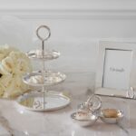 Silver plated 3-tier pastry stand and 3 parts coctail server VERTIGO - designer ANDR√àE PUTMAN; picture frame FID√àLIO