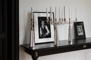 Silver plated candlestick, 3-light and 5-light candelabras JARDIN D'EDEN - designer MARCEL WANDERS