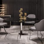 LESLIE SWIVEL, FIXED and STEEL BASE DINING CHAIR by RODOLFO DORDONI
