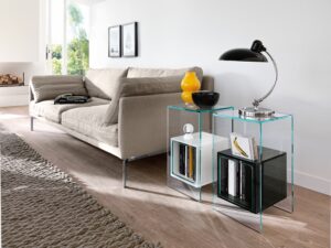 MAGIQUE SIDE TABLE IN GLASS WITH COMPARTMENT BY STUDIO KLASS