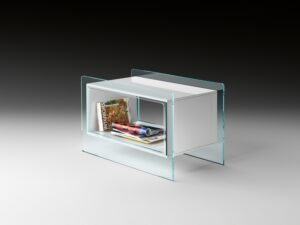 MAGIQUE SIDE TABLE IN GLASS WITH COMPARTMENT BY STUDIO KLASS