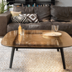 MAGMA COFFEE TABLE WITH FUSED GLASS TOP BY PATRICK JOUIN