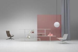 NEIL ARMCHAIR by JEAN-MARIE MASSAUD, designed in 2019. NEIL LOUNGE CHAIR and ARMCHAIR are celebrating lightness and competence. A radical language, a cosy comfort and an elegant technique that match surprisingly well with refined, natural finishes. Now introduced in a four-star version, this new collection leaves space for further future options and different situations and uses. The NEIL ARMCHAIR emerges today as a new icon of essential style. NEIL is presented in two new versions: BASIC and BASIC with RETURN MECHANISM. Two unique bases that redefine the classic office chair concept.