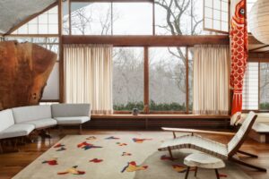 MIGRATION I RUG OF 91% BERBER WOOL, 9% DULL SILK  BY GEORGE NAKASHIMA