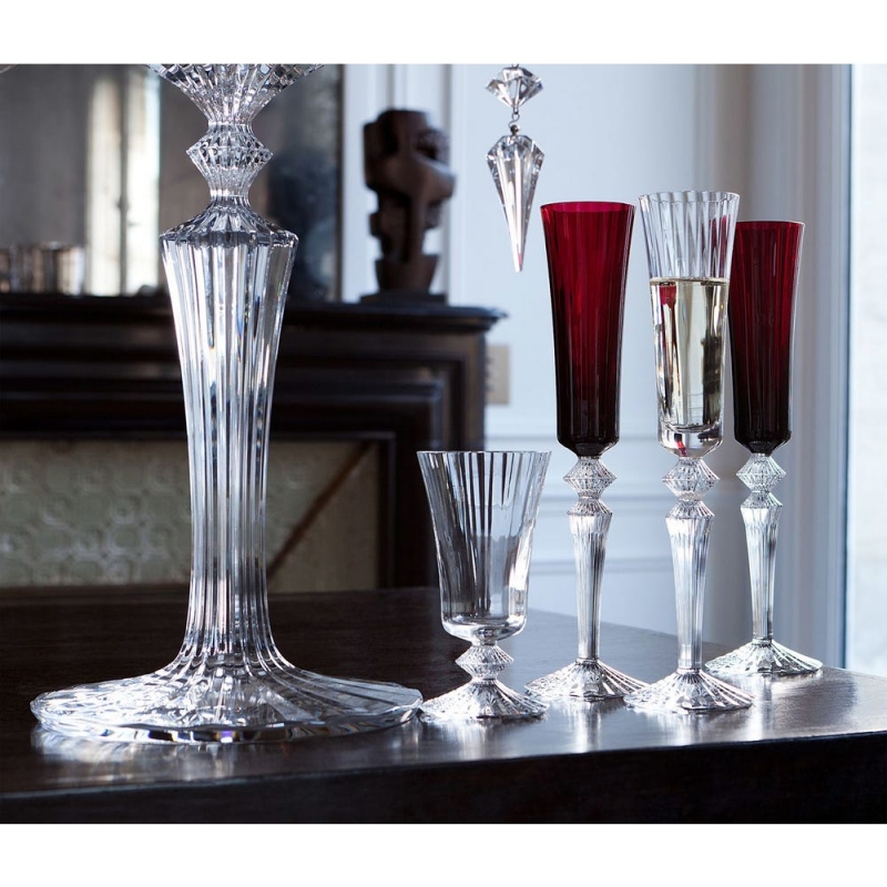 Crystal champagne glasses, wine glass and candelabra MILLE NUITS by MATHIAS for BACCARAT.