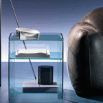 MILO SIDE TABLE IN CURVED GLASS BY ILARIA MARELLI