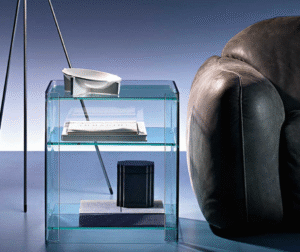 MILO SIDE TABLE IN CURVED GLASS BY ILARIA MARELLI