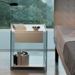 MILO BEDSIDE TABLE IN CURVED GLASS BY ILARIA MARELLI