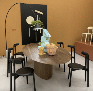 MONOPLAUTO dining table designed by PAOLO CAPPELLO and SIMONE SABATTI. MONOPLAUTO dining table is like Plauto, but with just one leg. Its characteristic leaf-shaped legs have merged into one, making the monolithic inspiration behind its design even more evident.