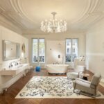 PARIS chandelier. Inspired by the Maison specific codes, interior designer and decorator ST√âPHANIE COUTAS has ventured to blend different components from emblematic collections: the diamond point of the Z√©nith chandelier, the twisted arms of the Solstice and the Venetian style of Mille Nuits imagined by designer Mathias. Wholly original in terms of size, the chandelier fits every interior. Authentic luxury adapted to today‚Äôs art of living.