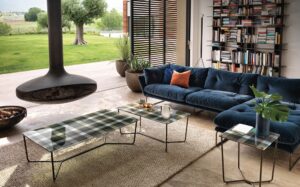 PIXEL COFFEE TABLE WITH MULTICOLOR GLASS TOP BY VITTORIO LIVI