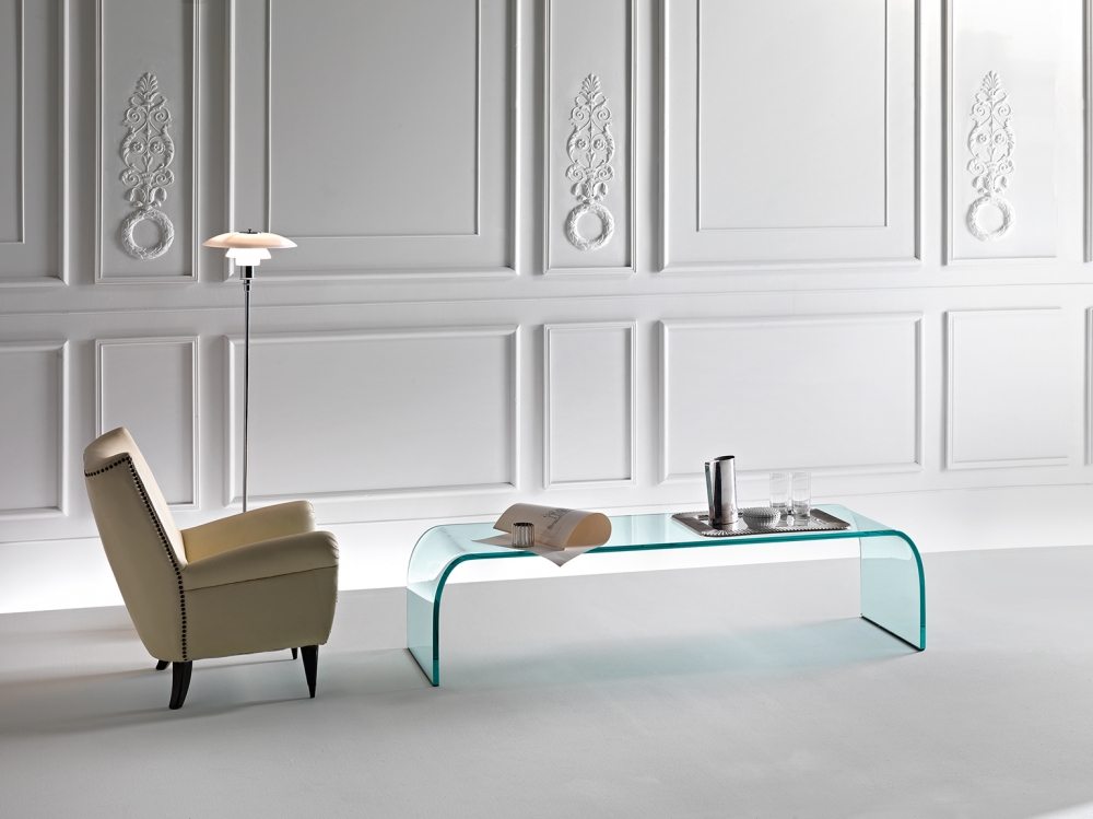 PONTE COFFEE TABLE IN CURVED GLASS BY ANGELO CORTESI