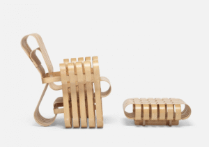 POWER PLAY‚Ñ¢ CHAIR AND OTTOMAN BY FRANK GEHRY 1990