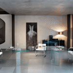 RAY PLUS EXTENSIBLE TABLE IN CURVED GLASS BY BARTOLI DESIGN