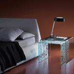 RIALTO TRIS SET OF BEDSIDE TABLES IN CURVED GLASS BY CRS FIAM