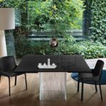 RIME EXSTESIBLE TABLE WITH FUSED GLASS BASE BY BARTOLI DESIGN