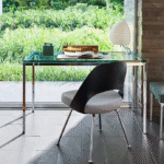 SAARINEN EXECUTIVE ARMLESS CHAIR WITH PLASTIC BACK BY EERO SAARINEN 1950