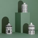 SCENTED CANDLES ORDINE ARCHITETTONICO. INSPIRED BY THE ARCHITECTURE OF ANDREA PALLADIO, EACH CANDLE HOUSES FORNASETTI‚ÄôS SIGNATURE OTTO FRAGRANCE AND IS FILLED WITH 100% VEGETABLE WAX
