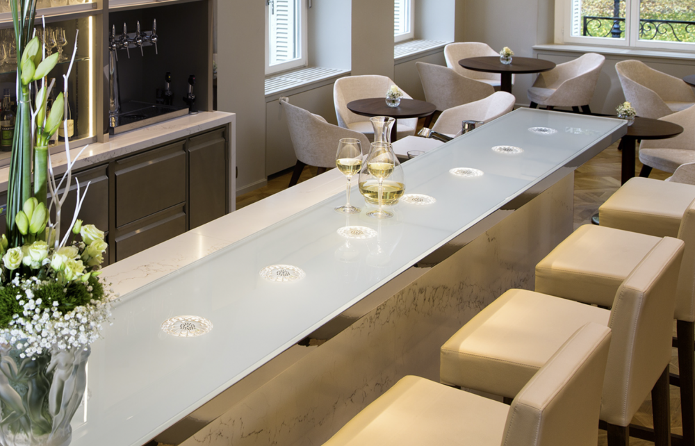 CRYSTAL BARTOP, RESTAURANT CH√ÅTEAU HOCHBERG, WINGEN-SUR-MODER. Made by GREEN & MINGARELLI