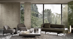 LARS sofa by INODA+ SVEJE , designed 2022,A Danish name for a line with a clearly Japanese-inspired design: this contradiction brings to life the harmonious shapes of the LARS sofa, designed by Japanese-Scandinavian duo INODA+ SVEJE. The architecture of this object, raised off the ground, rises above the seat to support and frame the backrest, lending an aerial elegance to this sofa proposed by MINOTTI for both residential and hospitality projects.